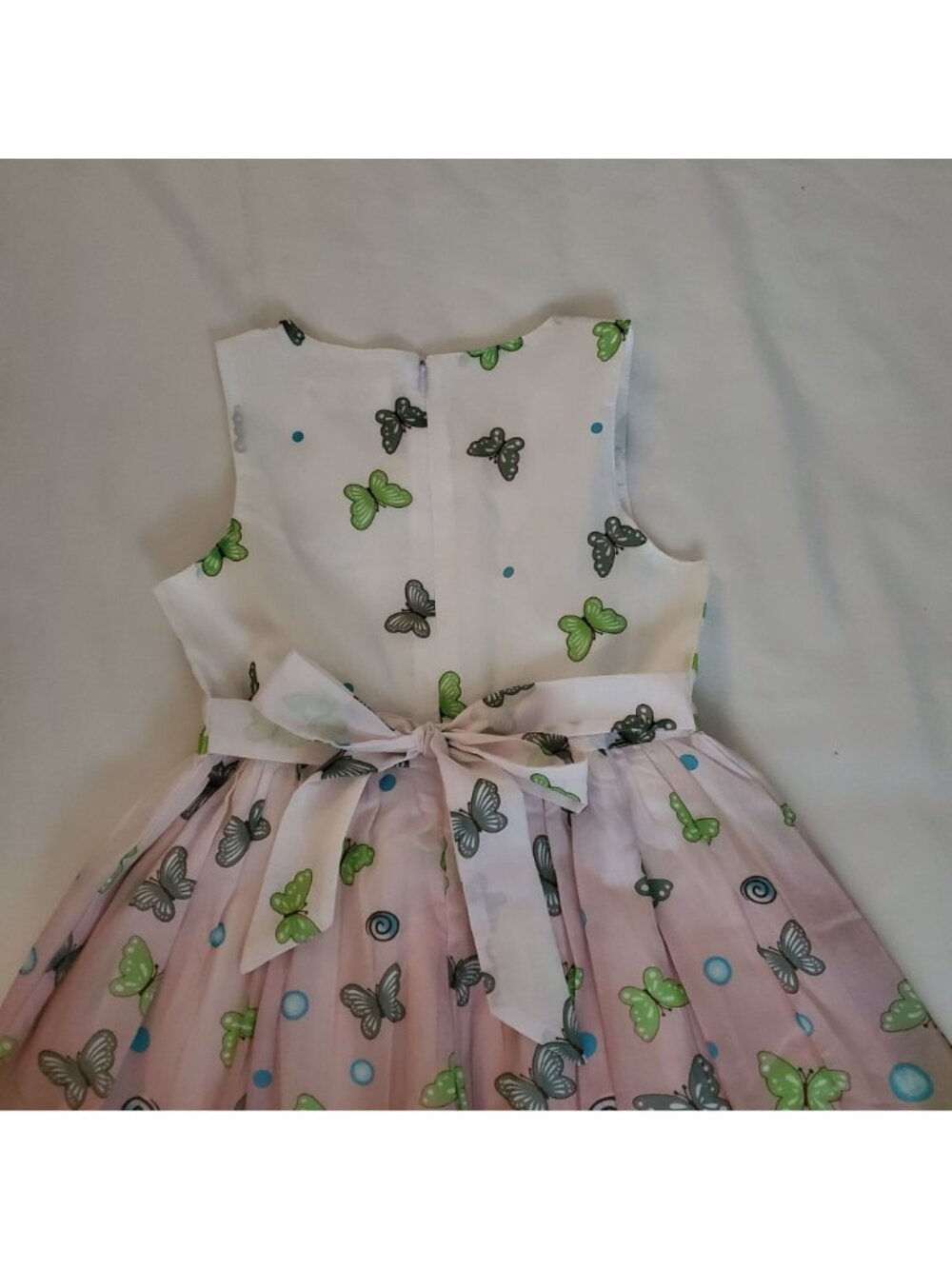 Sunny Fashion Girls Butterfly Green Double Bow Tie Summer Beach Sundress Sz 7/8 - Picture 9 of 16